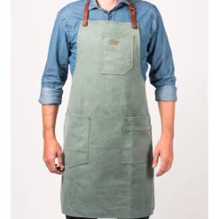 Alaskan Maker N°325 schort met nek- en middelband katoen Green