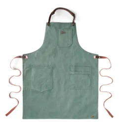 Alaskan Maker N°325 schort met nek- en middelband katoen Green
