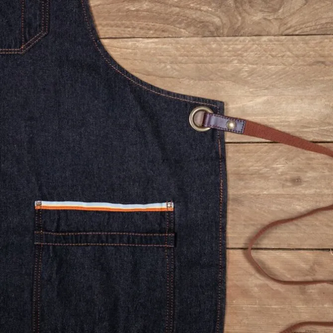 Alaskan Maker N°325 schort met nek- en middelband katoen Selvedge Jeans