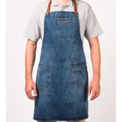 Alaskan Maker N°325 schort met nek- en middelband katoen Jeans