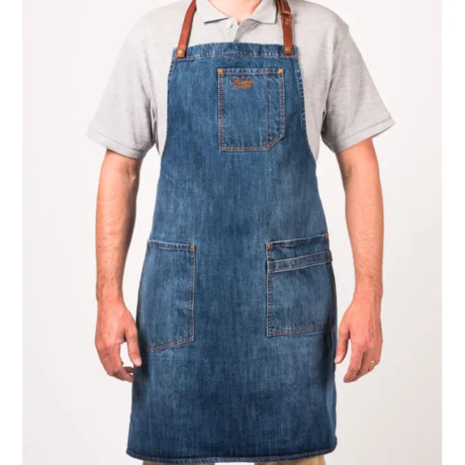 Alaskan Maker N°325 schort met nek- en middelband katoen Jeans
