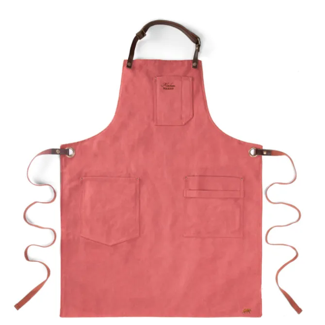 Alaskan Maker N°325 schort met nek- en middelband katoen Sienna