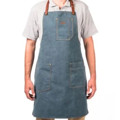 Alaskan Maker N°325 schort met nek- en middelband katoen Denim Fonce