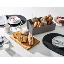 Alessi BG03 DG Mattina broodtrommel met snijplank 34 x 21 cm staal donkergrijs