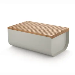 Alessi BG03 WG Mattina broodtrommel met snijplank 34 x 21 cm staal warmgrijs