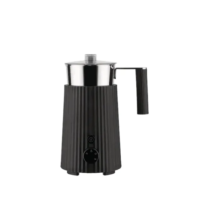 Alessi Plissé elektrische melkopschuimer 350 ml rvs zwart