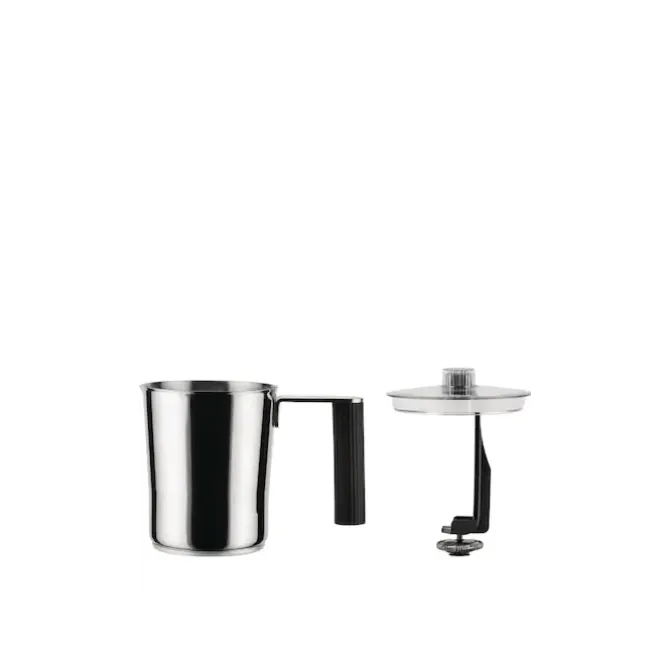 Alessi Plissé elektrische melkopschuimer 350 ml rvs zwart