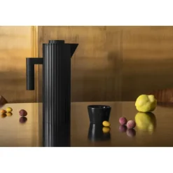 Alessi Plissé thermosfles 1 liter kunststof zwart