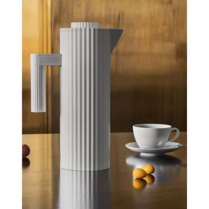 Alessi Plissé thermosfles 1 liter kunststof wit