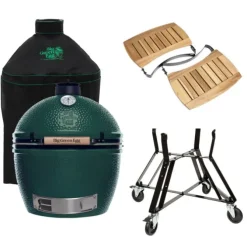 Big Green Egg Extra Large barbecue ø 67,5 cm keramiek groen met onderstel, Acaciahouten zijtafels en hoes