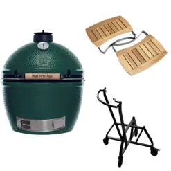 Big Green Egg Extra Large barbecue ø 67,5 cm keramiek groen met IntEGGrated Nest, Handler en Acaciahouten zijtafels