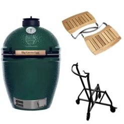 Big Green Egg Large barbecue ø 47 cm keramiek groen met IntEGGrated Nest, Handler en Acaciahouten zijtafels
