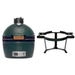 Big Green Egg MiniMax barbecue ø 33 cm keramiek groen met Portable Nest en Acaciahouten zijtafels