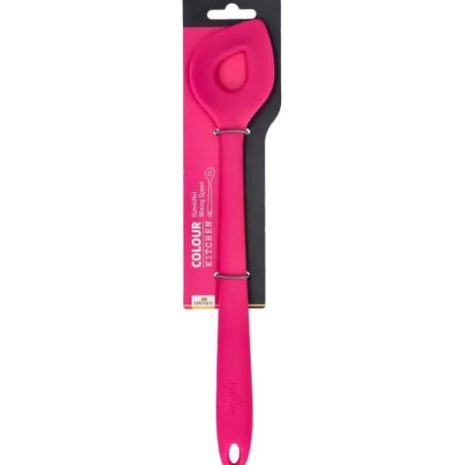 Birkmann roerlepel met gat 29,5 cm silicone knalroze