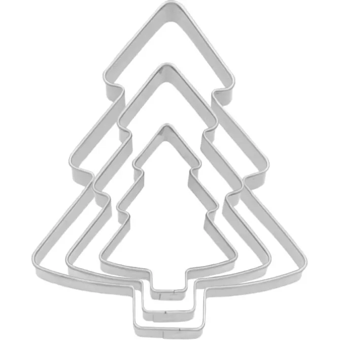 Birkmann uitsteekvorm kerstboom 4, 6 en 8 cm rvs 3-delig