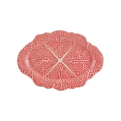 Bordallo Cabbage serveerschaal 37,5 x 26 cm aardewerk roze