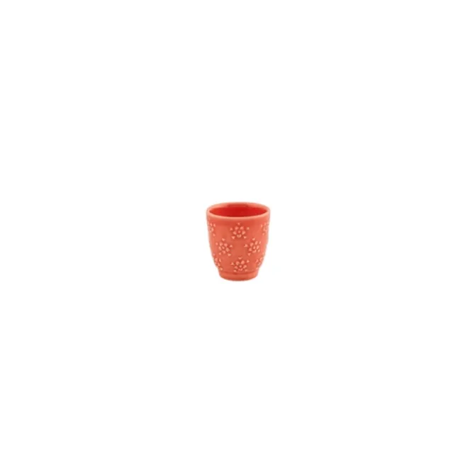 Bordallo Flora beker 100 ml aardewerk donkerroze