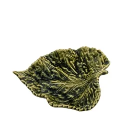 Bordallo Gudrun beukenblad bord 17 x 14,5 cm aardewerk groen