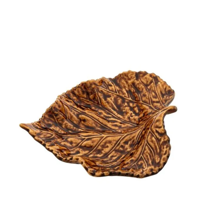 Bordallo Gudrun beukenblad bord 17 x 14,5 cm aardewerk geel