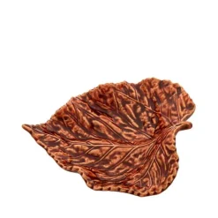 Bordallo Gudrun beukenblad bord 17 x 14,5 cm aardewerk oranje