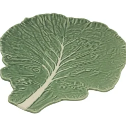 Bordallo koolblad bord 39,5 x 34 cm aardewerk groen