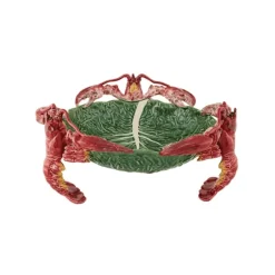 Bordallo koolblad schaal met kreeften ø 49,5 cm aardewerk groen