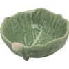 Bordallo mini kom op pootjes koolblad 9 x 8 cm aardewerk groen
