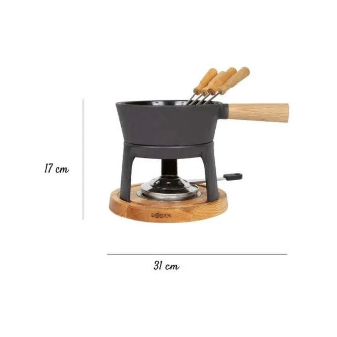 Boska Monaco Fondue Set Pro 1 liter gietijzer zwart 4-persoons