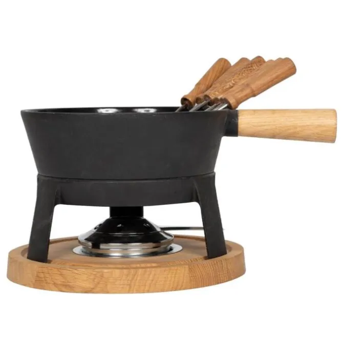 Boska Pro L kaasfondueset 1,8 liter gietijzer/hout zwart
