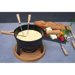 Boska Pro L kaasfondueset 1,8 liter gietijzer/hout zwart