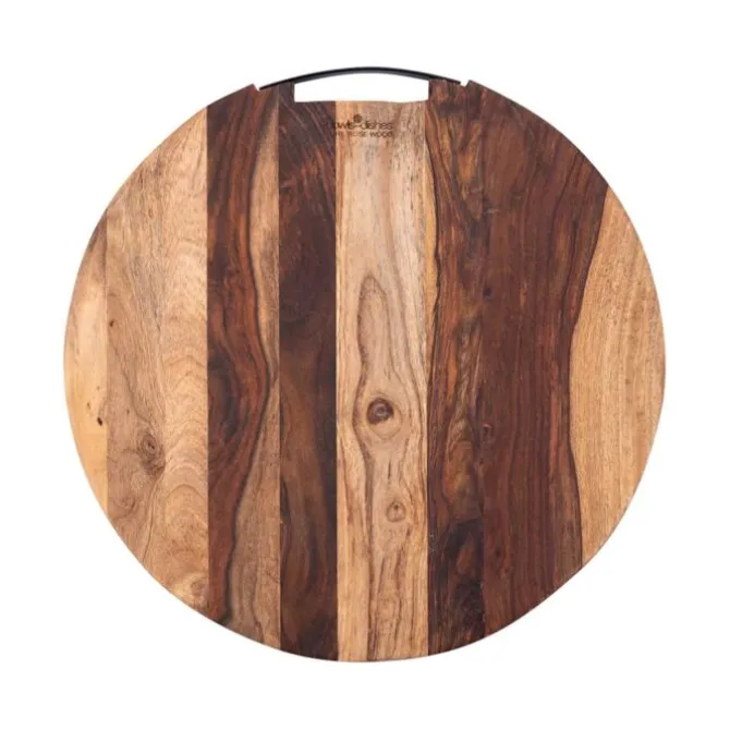 Bowls and Dishes Pure Rose Wood serveerplank ø 45 cm met 1 metalen handvat