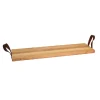 Bowls and Dishes Puur Hout serveertray met lederen handgrepen 69 x 19,5 cm beukenhout