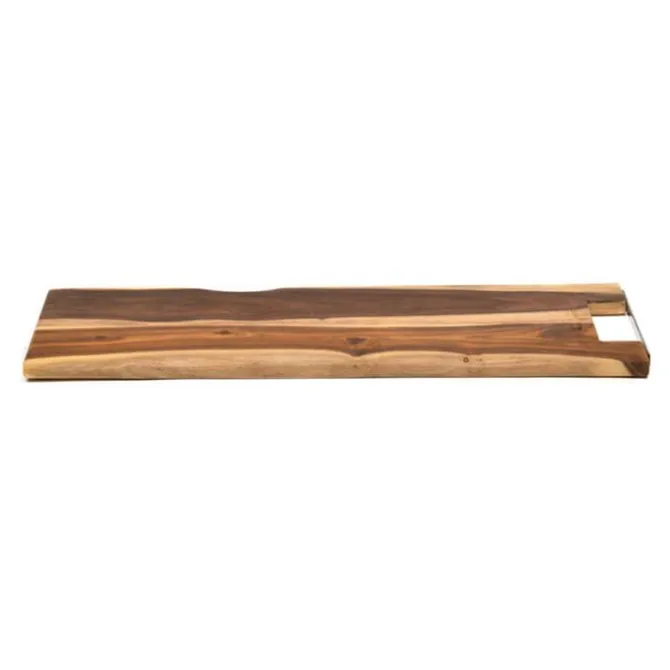 Bowls and Dishes Rose Wood rechte serveerplank met metalen handvat 59 cm