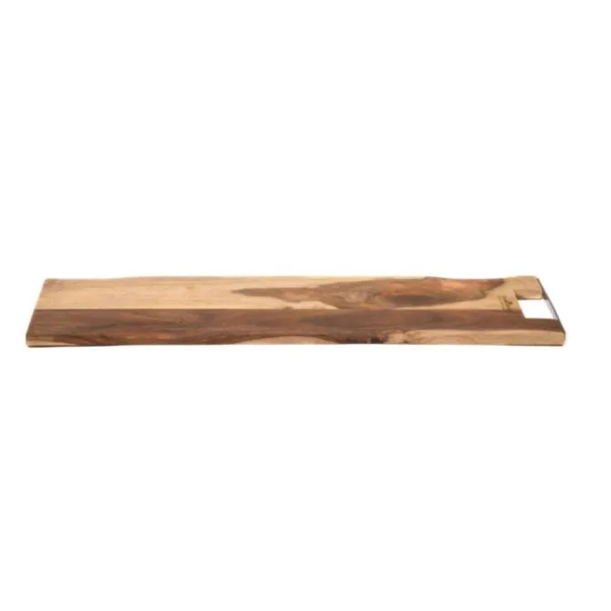Bowls and Dishes Rose Wood rechte serveerplank met metalen handvat 69 cm
