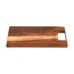 Bowls and Dishes Rose Wood rechte serveerplank met metalen handvat 30 cm