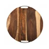 Bowls and Dishes Rose Wood ronde serveerplank met metalen handvat ø 49 cm