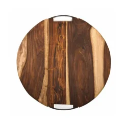Bowls and Dishes Rose Wood ronde serveerplank met metalen handvat ø 49 cm
