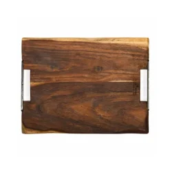 Bowls and Dishes Rose Wood serveerplank met metalen handvatten 40 x 30 cm