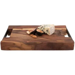 Bowls and Dishes Rose Wood serveerplank met metalen handvatten 30 x 20 cm