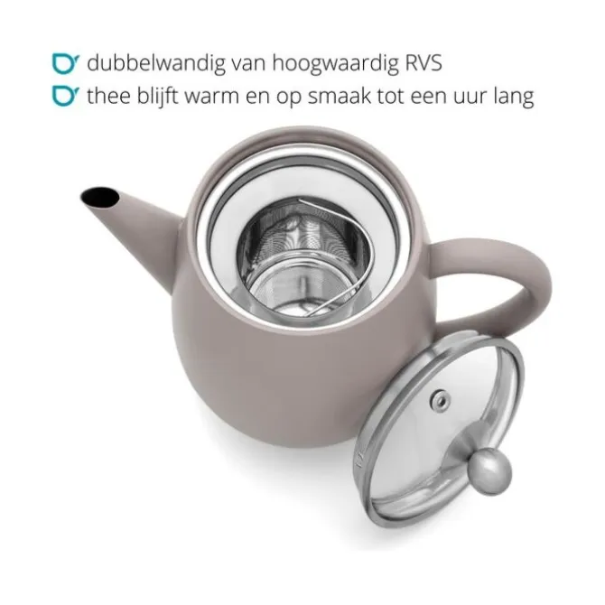 Bredemeijer Duet Eva theepot 500 ml rvs Concrete Grey