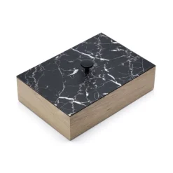 Bredemeijer Marble theedoos 6 vakken hout zwart