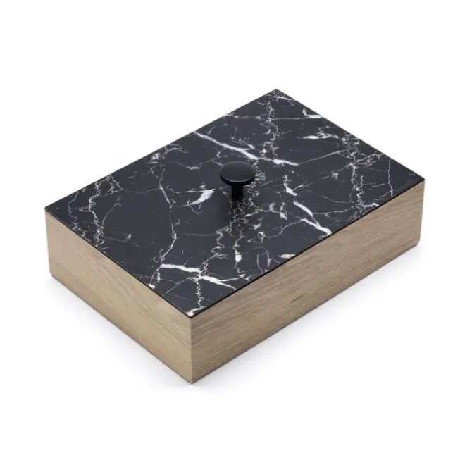 Bredemeijer Marble theedoos 6 vakken hout zwart
