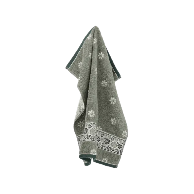 Bunzlau Castle Belle Fleur handdoek 60 x 53 cm katoen donkergroen