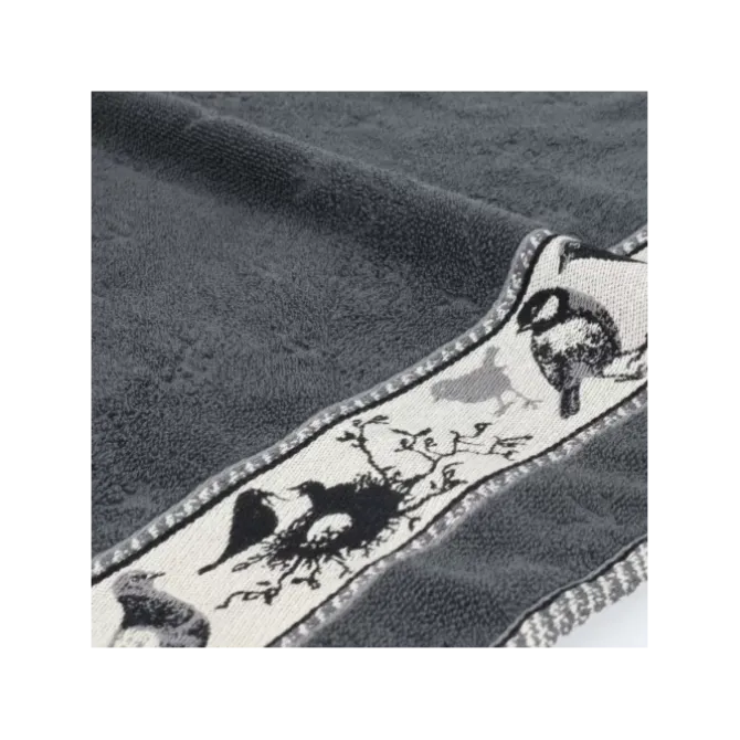 Bunzlau Castle Birds Anthracite handdoek 53 x 60 cm