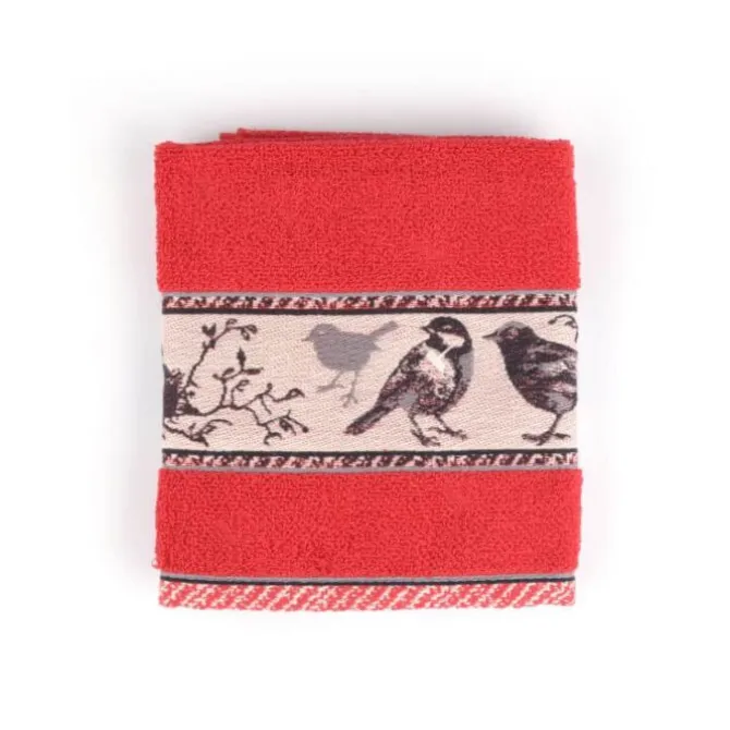 Bunzlau Castle Birds handdoek 53 x 60 cm katoen rood