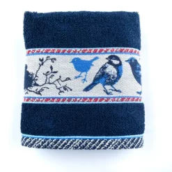 Bunzlau Castle Birds handdoek 53 x 60 cm katoen donkerblauw