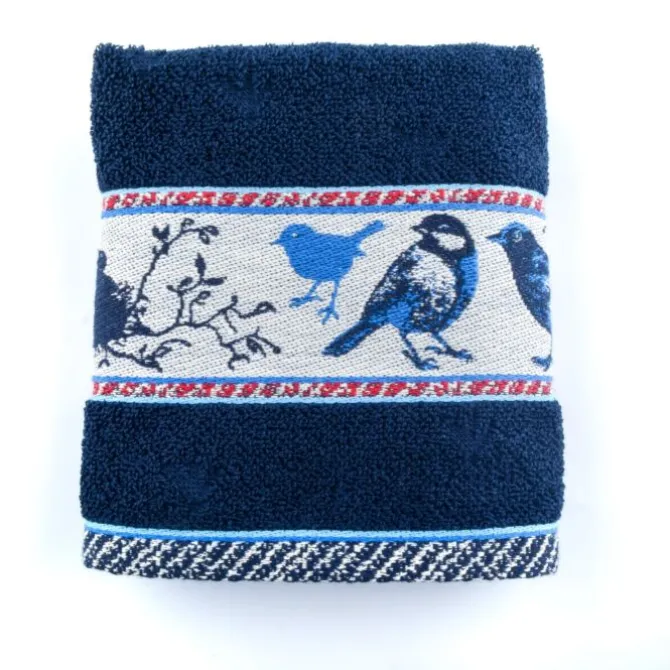 Bunzlau Castle Birds handdoek 53 x 60 cm katoen donkerblauw