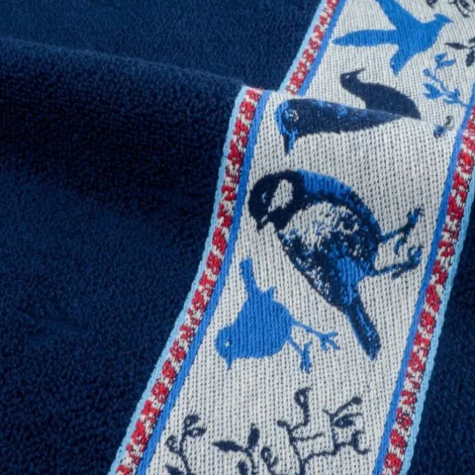 Bunzlau Castle Birds handdoek 53 x 60 cm katoen donkerblauw