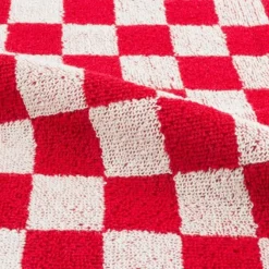 Bunzlau Castle Block handdoek 53 x 60 cm katoen rood