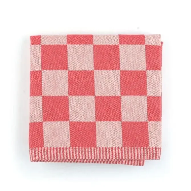 Bunzlau Castle Block theedoek 65 x 65 cm katoen rood